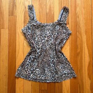 Vintage Hanky Panky Leopard Printed Signature Lace Cami Womens Med USA y2k 90s